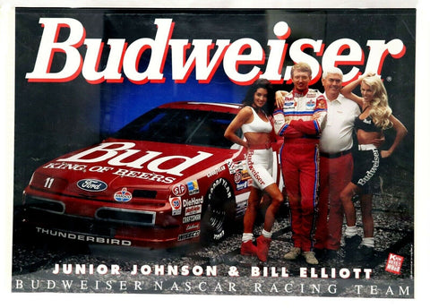 ORIGINAL Vintage Budweiser Beer Junior Johnson Bill Elliott Models 22x28 Poster