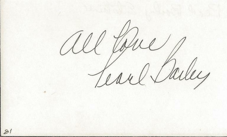 Pearl Bailey Signed 3x5 Index E