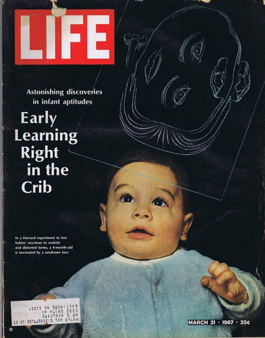 ORIGINAL Vintage Life Magazine March 31 1967 Early Learning in the Crib