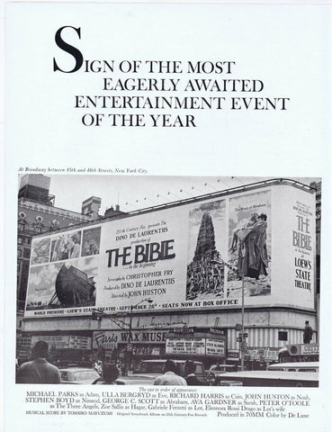 1966 The Bible ORIGINAL Vintage 9x12 Industry Ad Ava Gardner Michael Parks