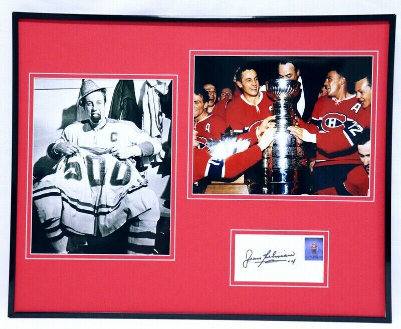 Jean Beliveau Signed Framed 16x20 Photo Display Canadiens Stanley Cup