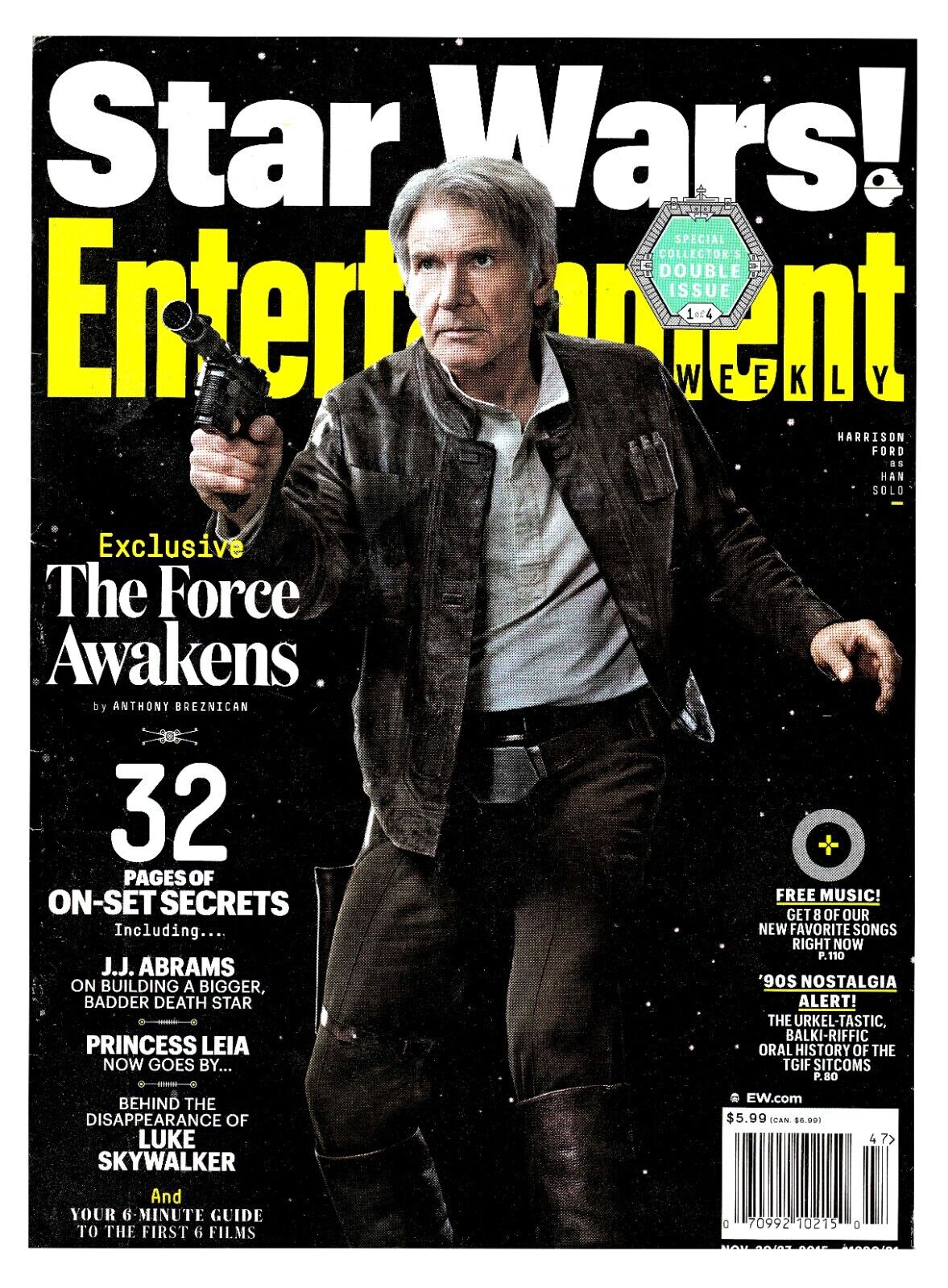 Nov 20 2015 Entertainment Weekly Magazine Star Wars Harrison Ford Force Awakens