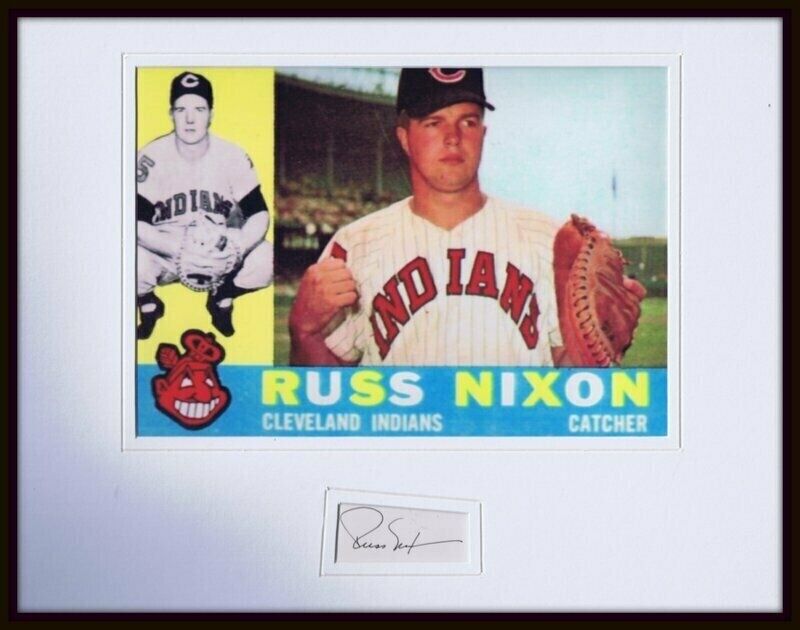 Russ Nixon Signed Framed 11x14 Photo Display Indians