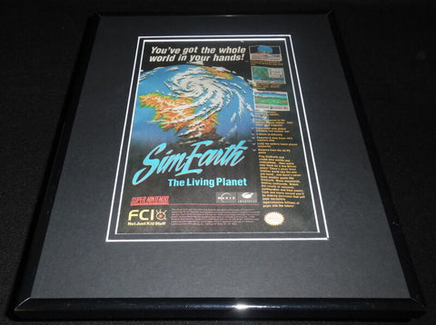 Sim Earth 1993 SNES 11x14 Framed ORIGINAL Vintage Advertisement