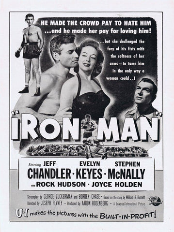 Iron Man ORIGINAL Vintage 1951 9x12 Industry Ad Jeff Chandler Rock Hudson