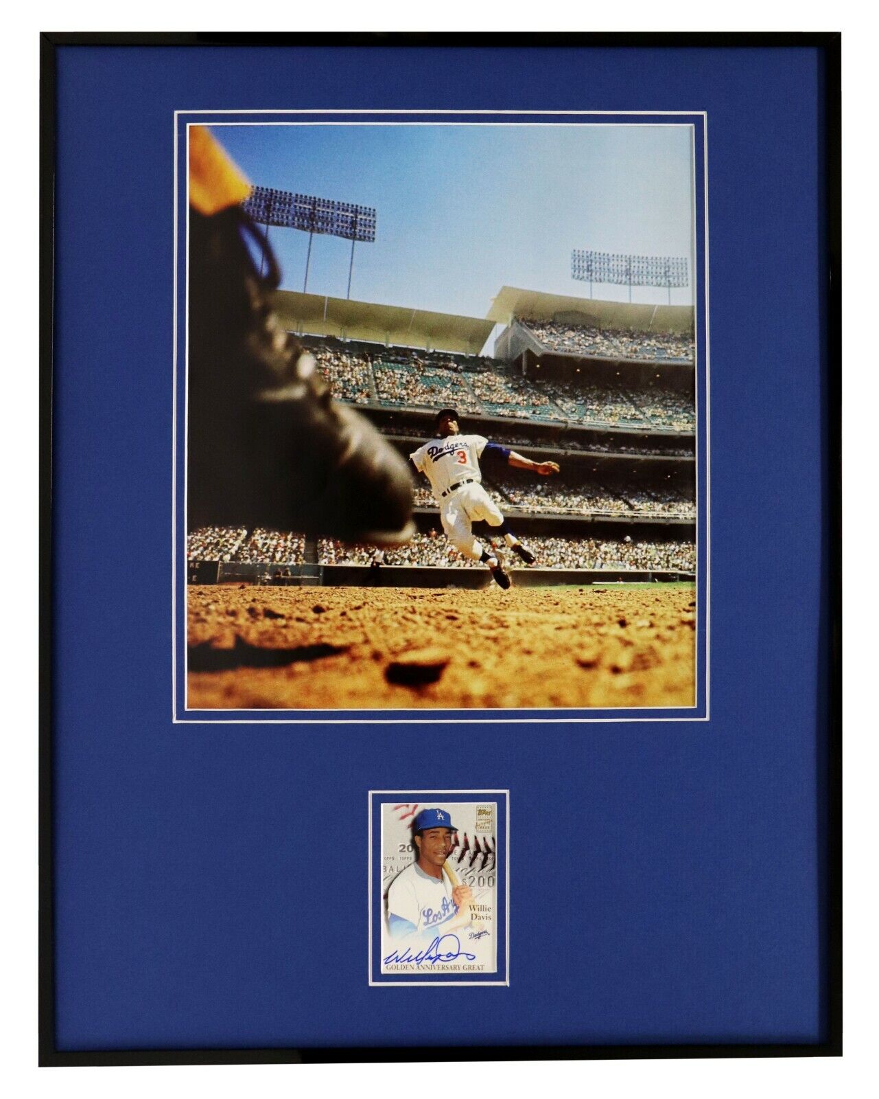 Willie Davis Signed Framed 16x20 Photo Display TOPPS Dodgers