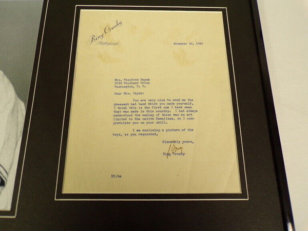 Bing Crosby 16x20 Signed Framed 1944 Letter & Pirates Photo Display 