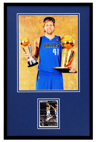 Dirk Nowitzki Signed Framed 11x17 Photo Display JSA Mavericks