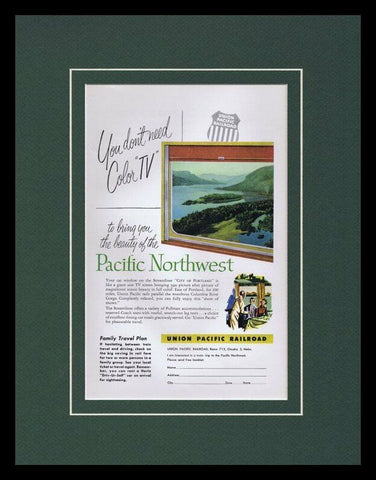 1960s Union Pacific RR Northwest Framed 11x14 ORIGINAL Vintage Advertisement 