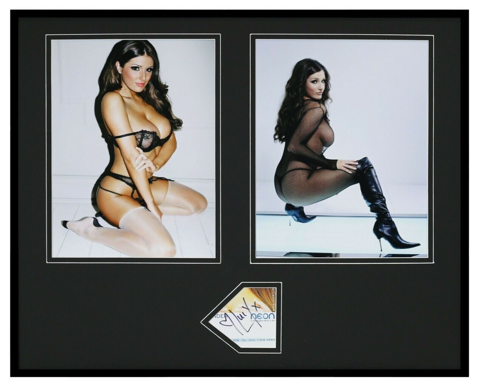 Lucy Pinder Signed Framed 16x20 Stockings Lingerie Photo Set 