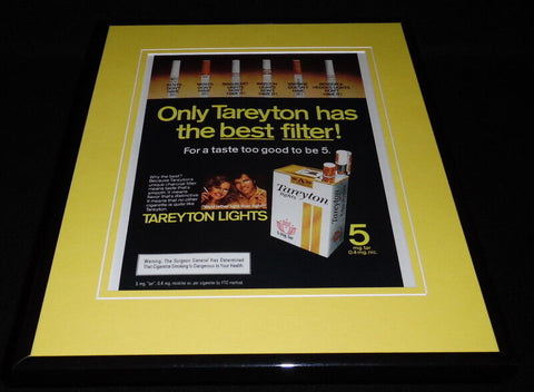 1980 Tareyton Lights Cigarettes Framed 11x14 ORIGINAL Vintage Advertisement