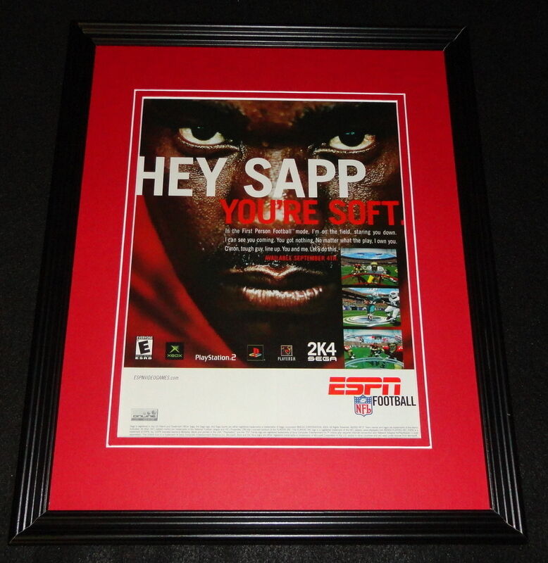 Warren Sapp ESPN Football 2K4 PS2 XBox Framed 11x14 ORIGINAL Advertisement