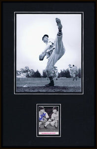 Bob Feller Signed Framed 11x17 Photo Display Indians