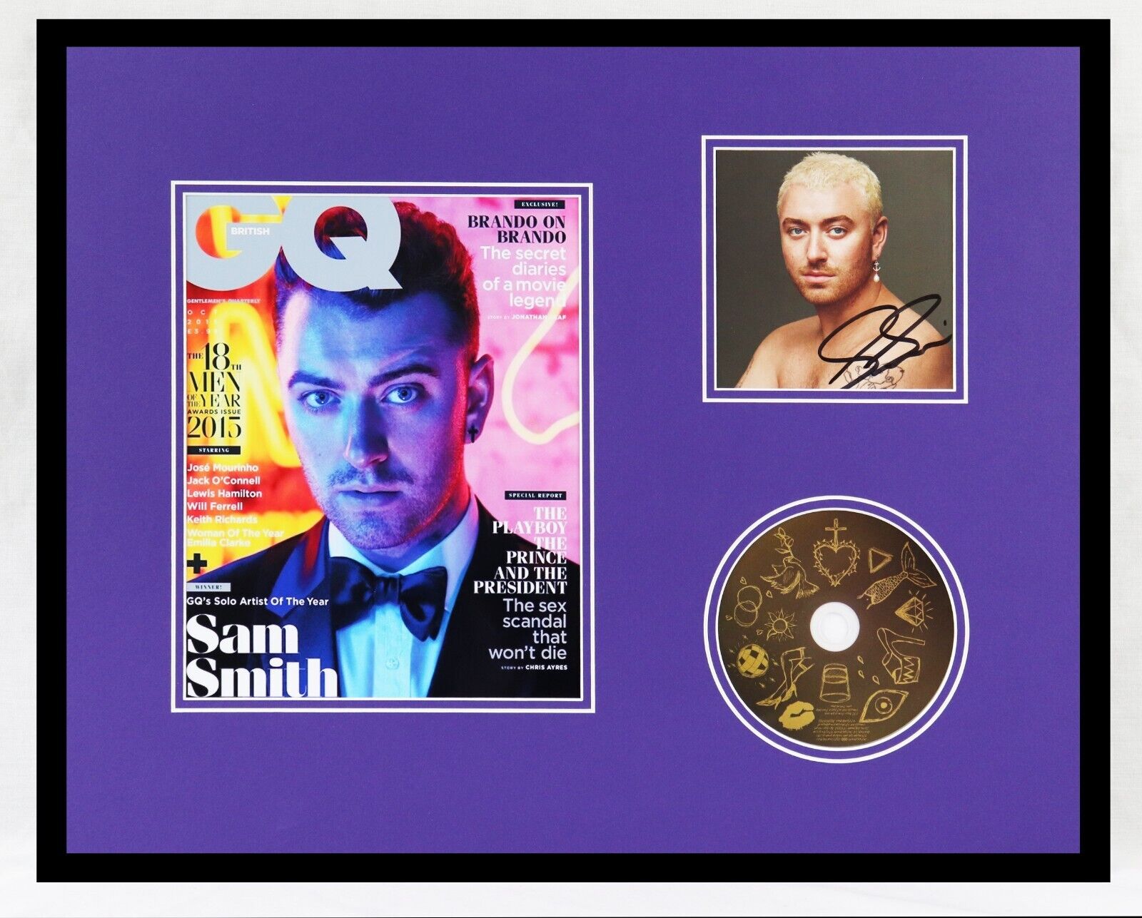 Sam Smith Signed Framed 16x20 CD & GQ Cover Display