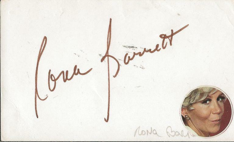 Rona Barrett Signed Vintage 3x5 Index Card JSA B