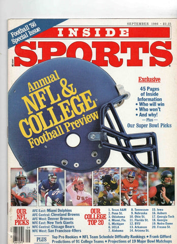 VINTAGE Sep 1986 Inside Sports Football Preview Magazine