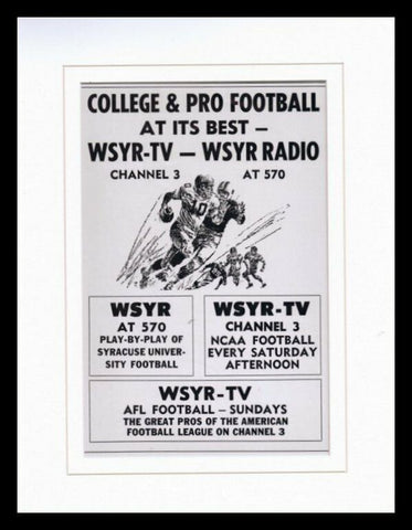 1965 WYSR Radio Syracuse Football Framed 11x14 ORIGINAL Vintage Advertisement