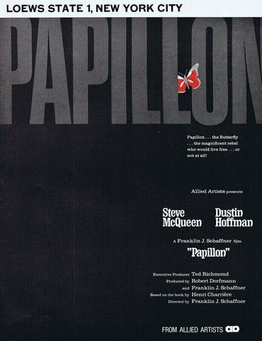 Papillon 1973 ORIGINAL Vintage 9x12 Industry Ad D Hoffman S McQueen