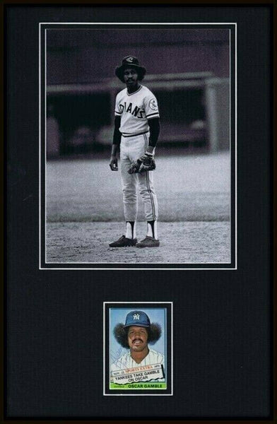 Oscar Gamble Signed Framed 11x17 Photo Display NY Yankees Indians