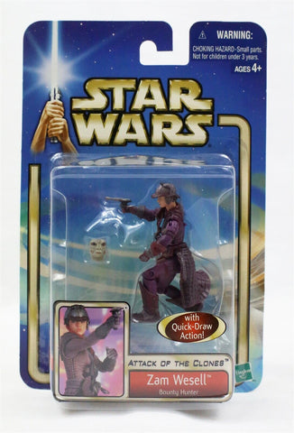 VINTAGE SEALED 2001 Star Wars Attack of the Clones Zam Wesell Action Figure