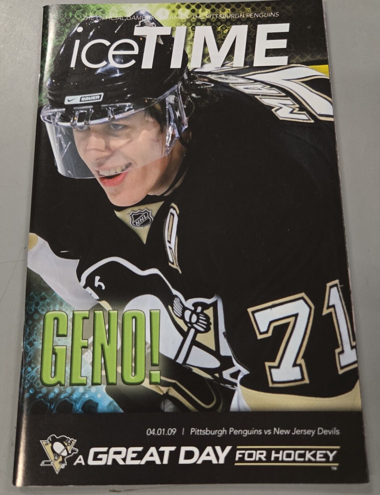 Apr 1 2009 Devils @ Penguins Program Evgeni Malkin + Sidney Crosby Goals