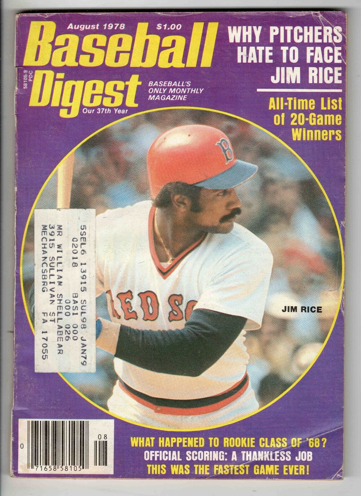 Aug 1978 Baseball Digest Magazine Jim Rice Red Sox