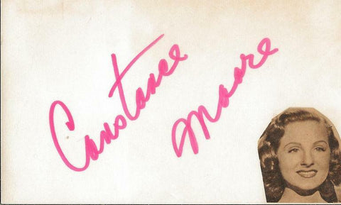 Constance Moore Signed Vintage 3x5 Index Card JSA 