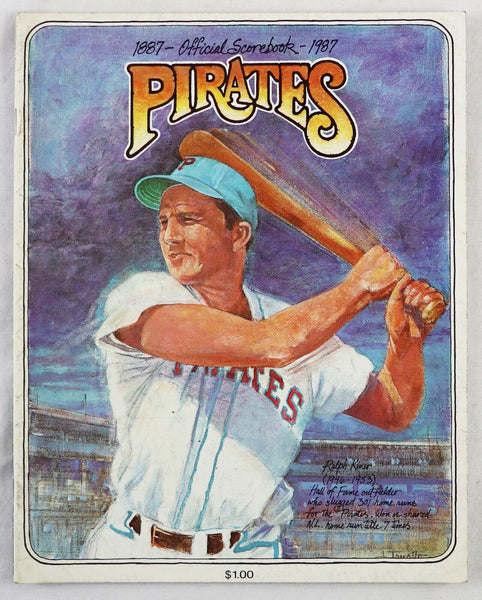 1987 Braves @ Pittsburgh Pirates Scorebook Unscored Barry Bonds Ralph Kiner