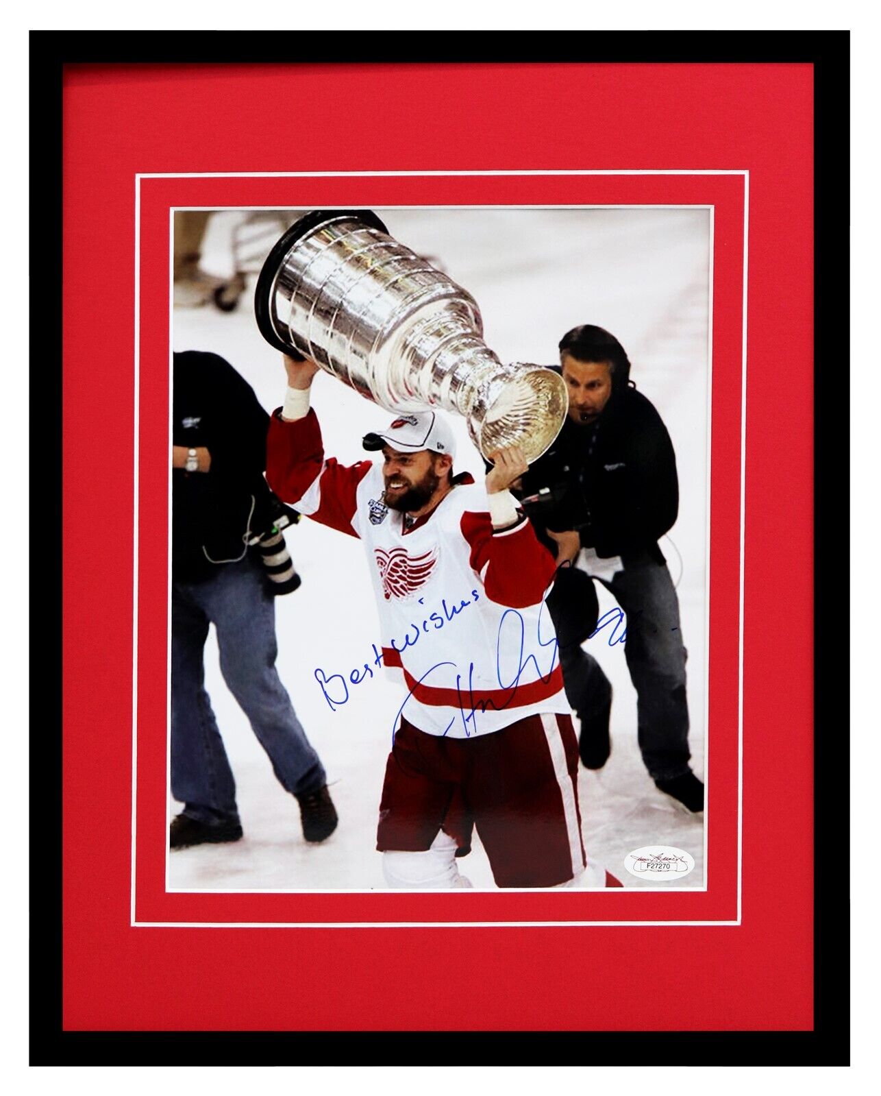 Tomas Holmstrom Signed Framed 11x14 Photo Display JSA Red Wings