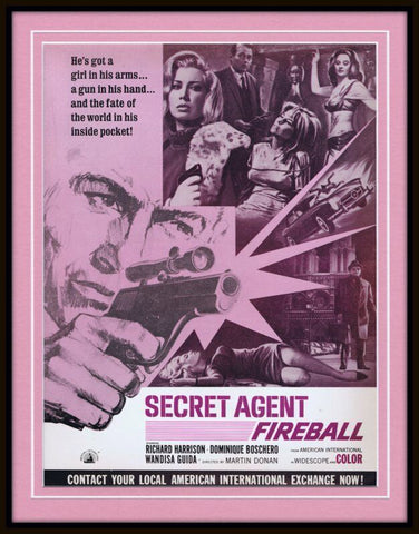 ORIGINAL Vintage 1964 Secret Agent Fireball 11x14 Framed Advertisement