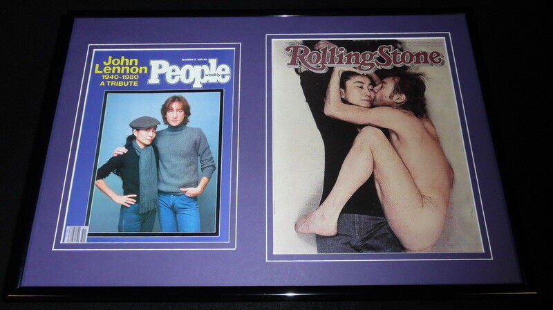 John Lennon & Yoko Ono Framed 12x18 Rolling Stone & People Cover Display