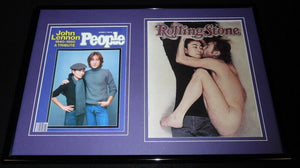 John Lennon & Yoko Ono Framed 12x18 Rolling Stone & People Cover Display