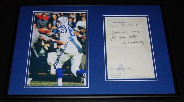 Raymond Berry Signed Framed 12x18 Letter & Photo Display Colts Patriots