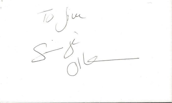 Sinje Ollen Signed 3x5 Index Card 