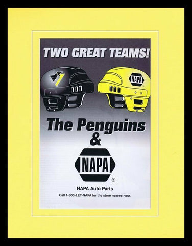 1995 NAPA / Pittsburgh Penguins Framed 11x14 ORIGINAL Vintage Advertisement 