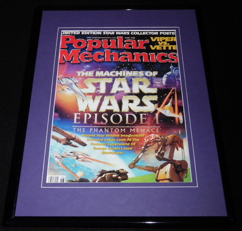 Star Wars Phantom Menace Framed 11x14 ORIGINAL 1999 Popular Mechanics Cover