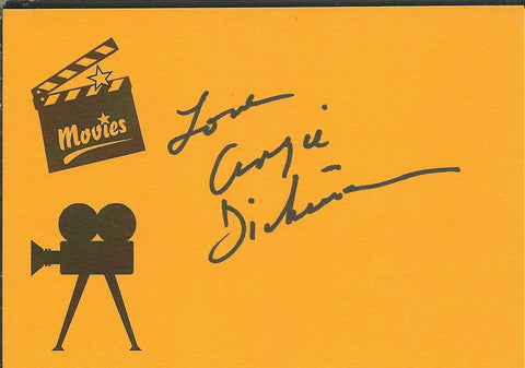 Angie Dickinson Signed Index Card