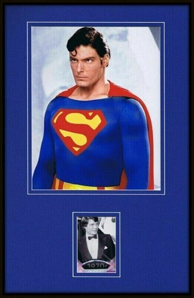 Christopher Reeve 11x17 Framed ORIGINAL Topps Card & Superman Photo Display