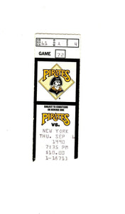 Sep 6 1990 NY Mets @ Pittsburgh Pirates Ticket Barry Bonds 2 Hits