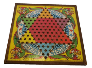 VINTAGE 1938 Straits Mfg King Foo Checkee Chinese Checkers Board