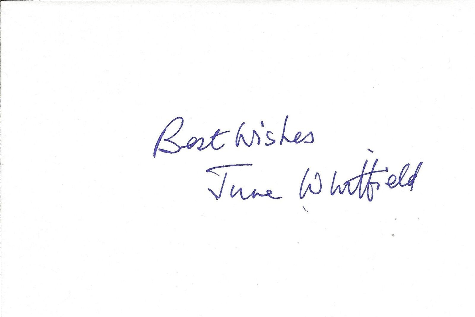 June Whitfield Signed 4x6 Index Card Absolutely Fabulous