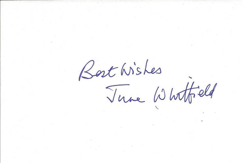 June Whitfield Signed 4x6 Index Card Absolutely Fabulous