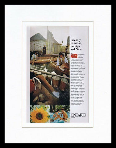 1965 Ontario Canada Travel Tourism Framed 11x14 ORIGINAL Vintage Advertisement