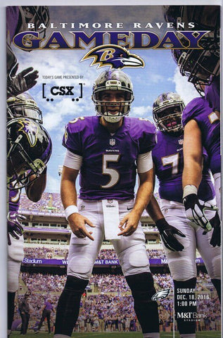 ORIGINAL Vintage Dec 18 2016 Baltimore Ravens vs Eagles Program Joe Flacco