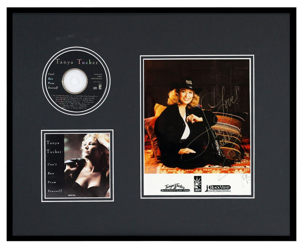 Tanya Tucker Signed Framed 16x20 Can't Run From Yourself CD & Photo Display 