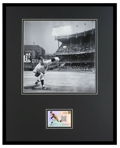 Whitey Ford 16x20 Framed Game Used Uniform & Photo Display Yankees