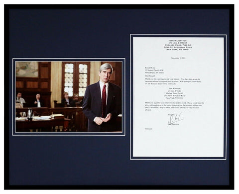 Sam Waterston Signed Framed 16x20 2003 Typed Letter & Photo Set JSA Law & Order