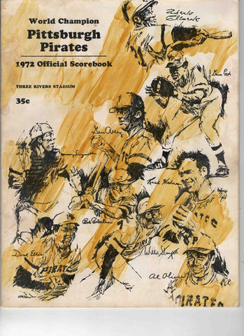 VINTAGE 1972 Pittsburgh Pirates Program Scored Roberto Clemente Final Season