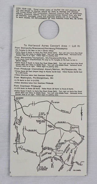 VINTAGE 1994 US Open Oakmont Parking Pass Last Arnold Palmer , Ernie Els Win