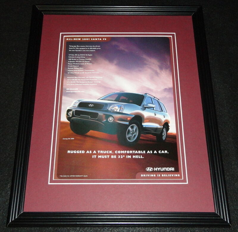 2001 Hyundai Santa Fe Framed 11x14 ORIGINAL Advertisement